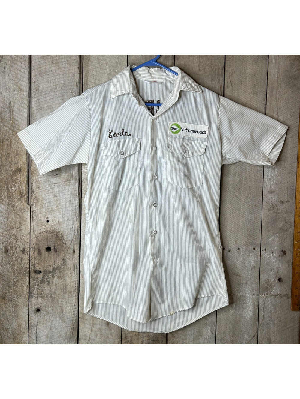 Vtg Unitoy USA Work Shirt Shawneetown IL Feed & Seed Nutrena Feeds Cargill 14.5